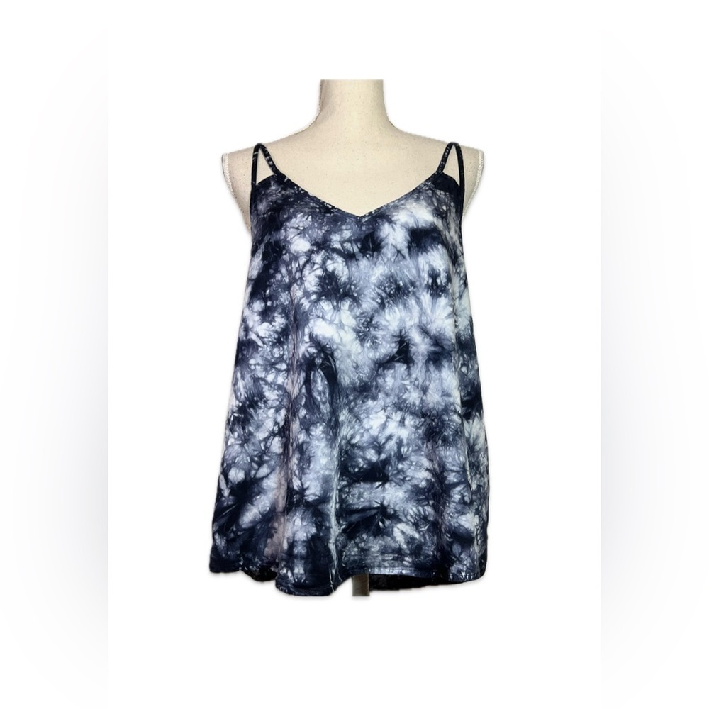 Cotton On Tie Dye Tank Top Women’s L Black White Spaghetti Strap Casual Tee